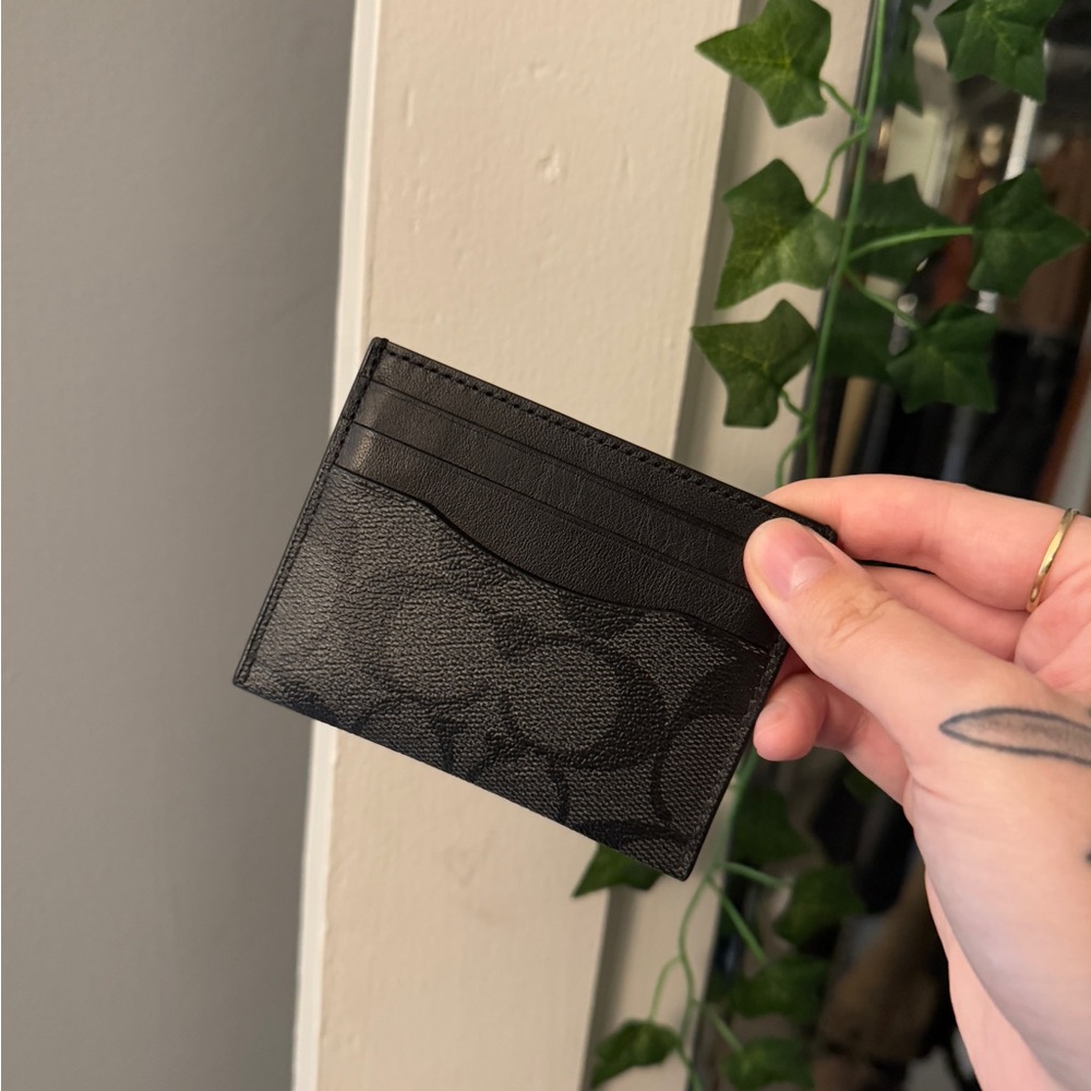 coach slim ID card case in signature canvas